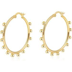 Chunky Gold Bead GD Studs Earrings Women 14k Plated Trendy Fashion Jewelry